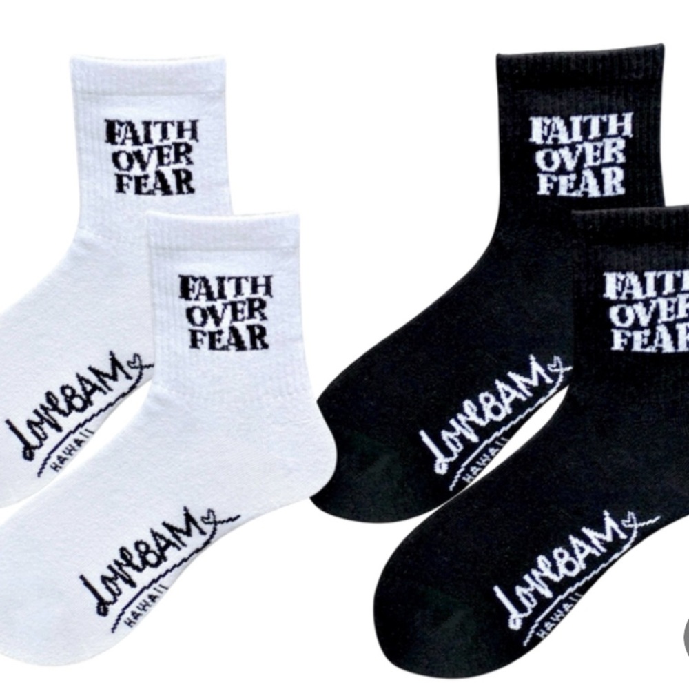 Faith Over Fear White Socks